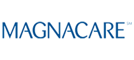 The image displays a logo with text that reads  MAGNACARE  above a stylized graphic of a magnifying glass, set against a light background with a darker border.