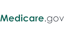 The image displays a logo with the text  MEDICARE GOVERNMENT  above a stylized graphic of a shield, which is part of a larger emblem that includes a web address  medicare.gov .